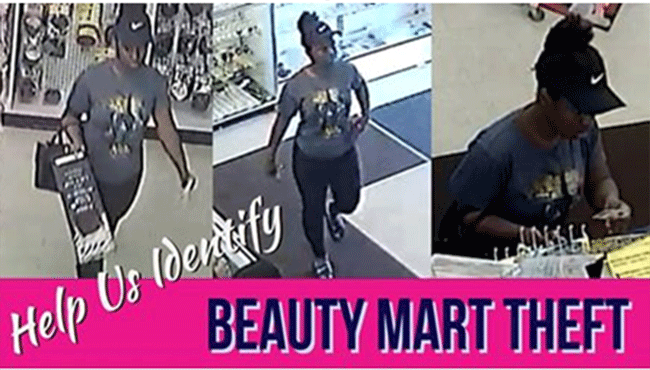 The Escambia County, Fla. Sheriff's office is asking for the public's help in identifying a woman they say walked away with approximately $400 worth of stolen hair.